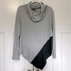 Verve ami 
* Light grey and charcoal asymmetric cowl neck sweater